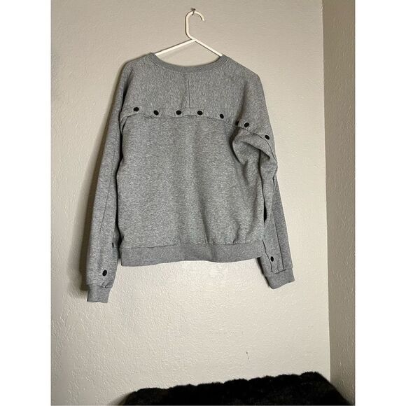 REBECCA MINKOFF Women's Grey button Melange Canyon  Sweatshirt L - Picture 2 of 3